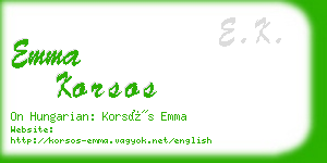 emma korsos business card